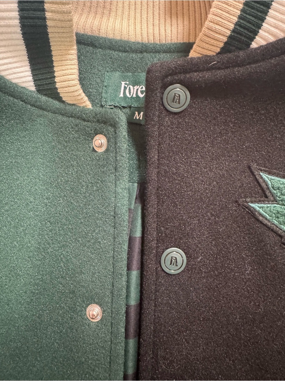 Fore All Women's Green & Black Varsity Jacket - Picture 6 of 10